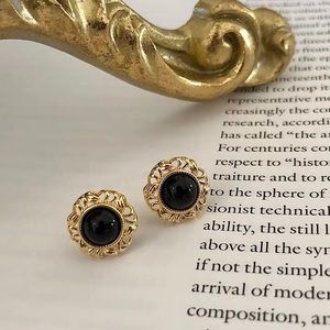 14K gold plated French style retro studs